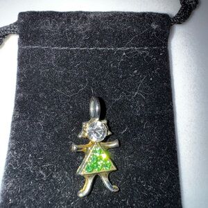 Silver Pendant with Green Accents